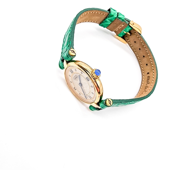 💎 CARTIER 18k Gold Vermeil 24mm Round Ivory Dial Quartz Vintage Luxury Watch - Picture 5 of 8
